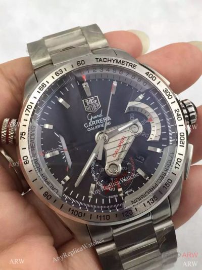 Swiss Replica Tag Heuer Calibre 36 Watch: SS Black Chronograph Mens Watch